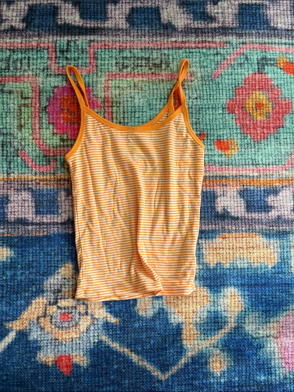 No Boundaries Orange Striped Spaghetti Strap Tank